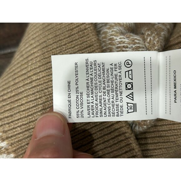 Perry Ellis Mens Beige & White Herringbone Quarter-Zip Sweater Sz Medium - Picture 9 of 10